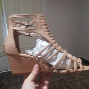 Torrid Nude Caged Wedge Sandals